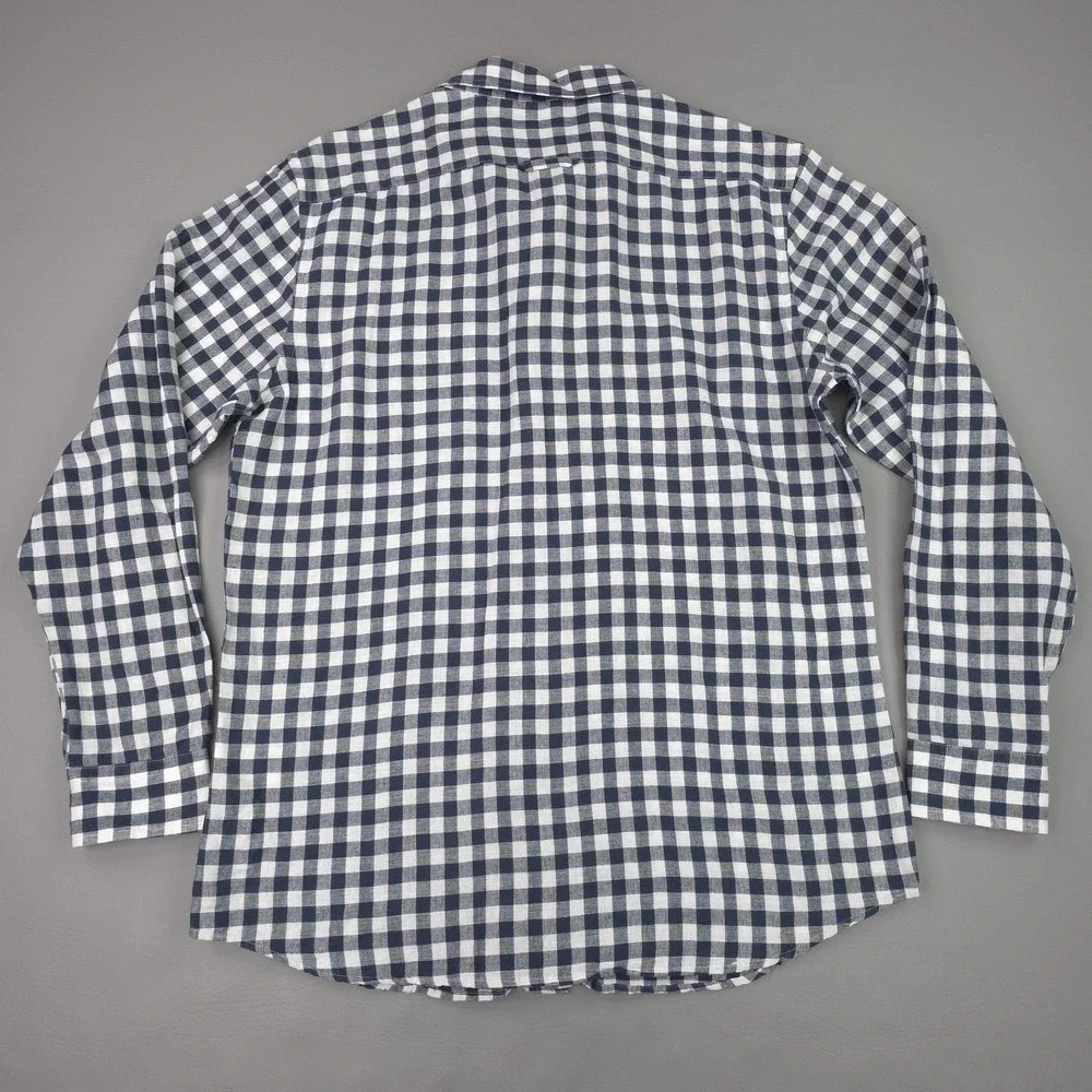 Banana Republic Shirt Mens Large Blue Gingham Long Sleeve Linen Slim Fit Casual